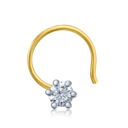 Senco Gold 18K Yellow Gold Hexa Diamond Marvel Nose Pin (Gold Weight - 0.22 g / 0.17 carat / GH-VS)