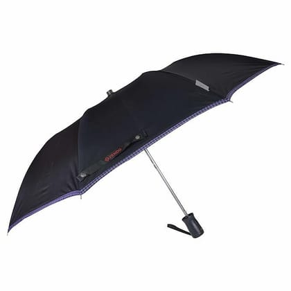 Fendo UMBRELLAS 21 inches 2 fold Auto Open| Umbrella for Travel Premium Umbrella for Men and Women(Black Silver Piping)