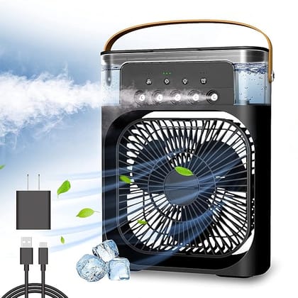 MEHRAAZ STORE Mini Water Cooler Portable Humidifier Air Cooler for Home with 3 Speed Mode with Water Spray, 7 Color LED & Timer