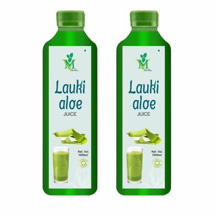 Mint Veda Lauki Aloe Vera Juice | Rejuvenates Skin and Hair | Natural Juice for Skin Care | No Added Sugar, 1 Liter Pack of 2