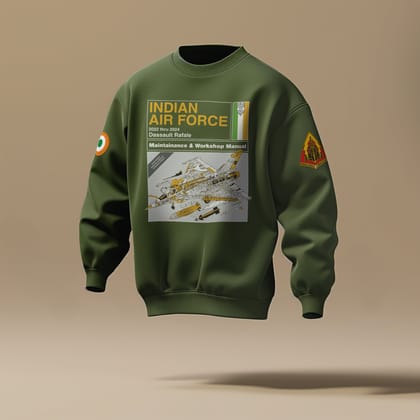 Indian Air Force: Rafale Blueprint Military Green Sweatshirt-S