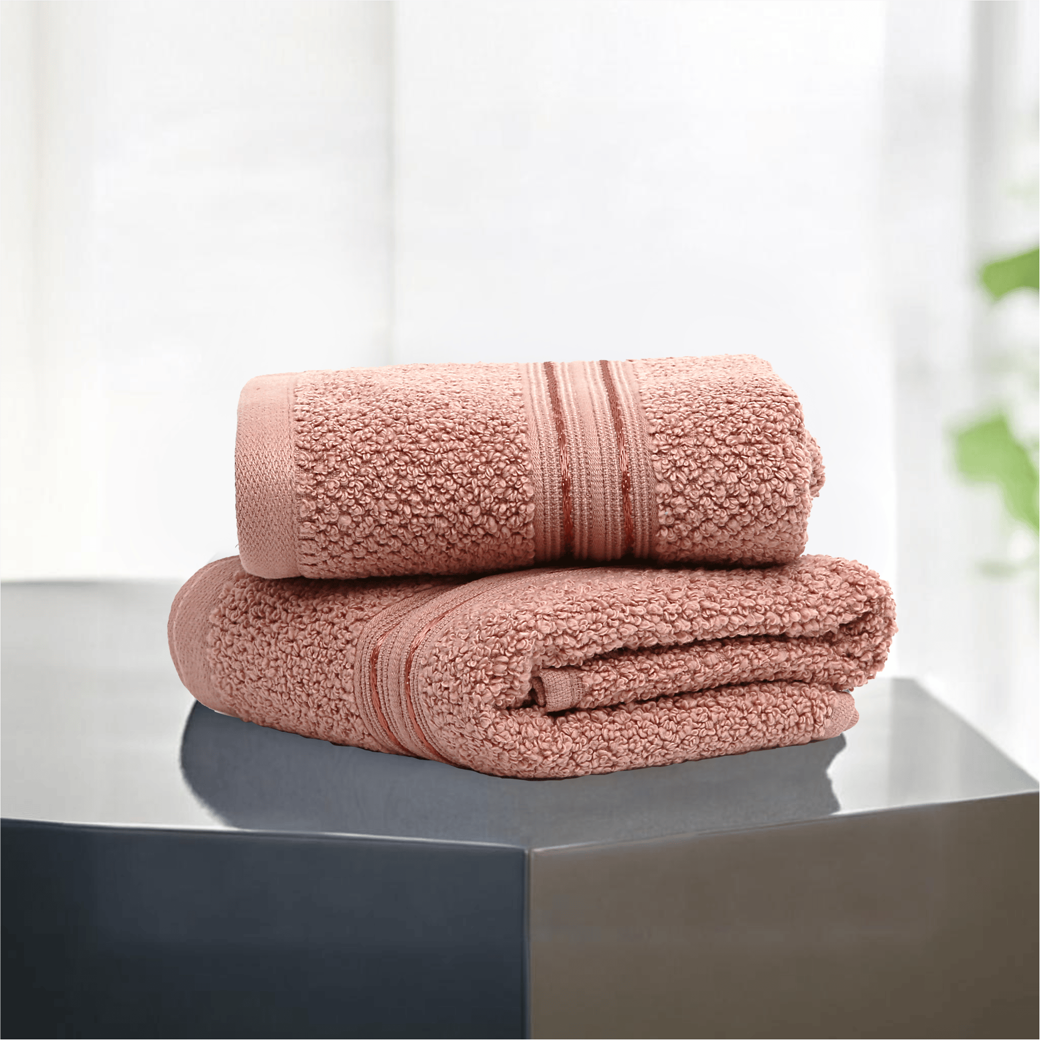 Lane Linen 100% Cotton, Highly Absorbent - 2 Hand Towels, 575 GSM (Peach)-Peach
