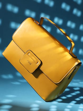 Structured Flap Handbag - Yellow-Satchel