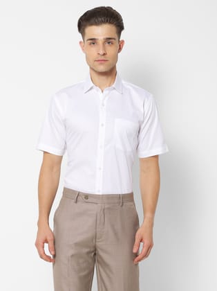 White Solid Formal Shirt-M/38