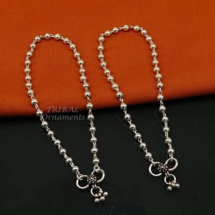 4.5mm 9"to 12" 925 sterling silver beaded/ball chain anklet bracelet amazing light weight delicate anklets belly dance silver jewelry ank537-9