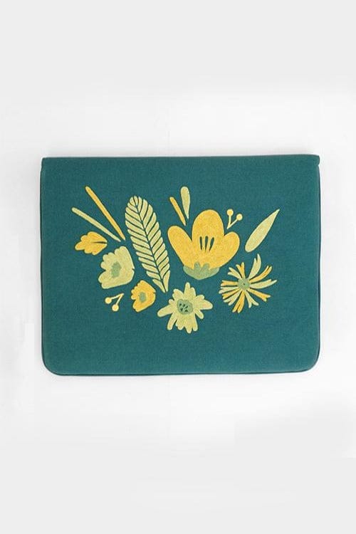 Zaina By Ctok Bouquet - Aari Embroidered Laptop Sleeve GreenSize: 10.5" by7.5"