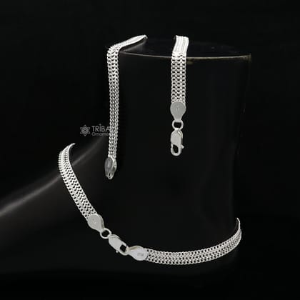 10.5" Long handmade 925 sterling silver amazing wheat chain design ankle bracelet, gift anklets customized belly dance jewelry ank609-Single