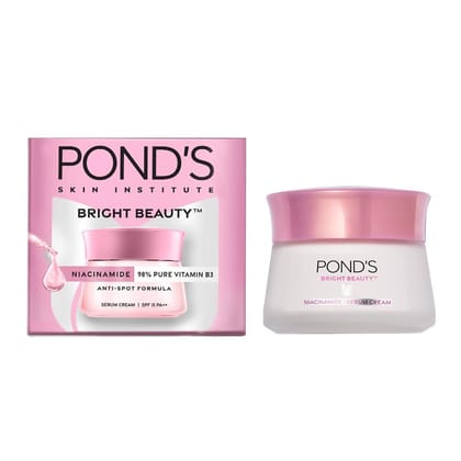 POND'S Bright Beauty Day Cream 24 g, Non-Oily, Mattifying Daily Face Moisturizer, SPF 15 - With Niacinamide to Lighten Dark Spots for Glowing Skin