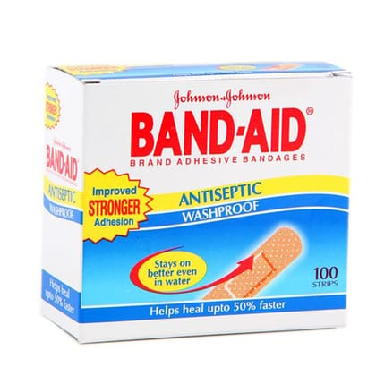 Johnson & Johnson Band Aid Wash-Proof - Antiseptic, 100 Pcs