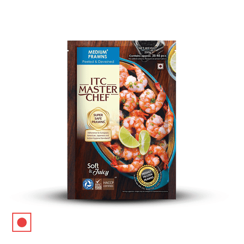 ITC Master Chef Prawns - Medium, Peeled & Deveined, 200 gm Pack