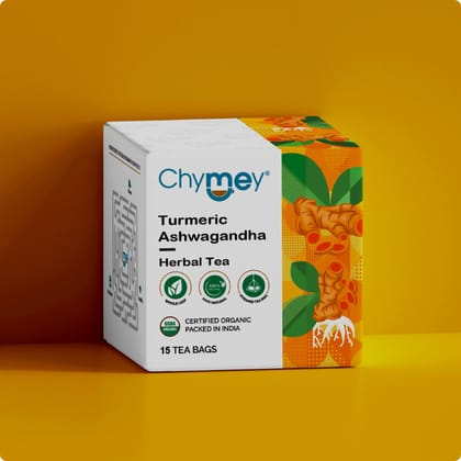 Chymey Organic Turmeric Ashwagandha Herbal Tea Bags: 15 Pyramid Tea Bags-15 Tea Bags