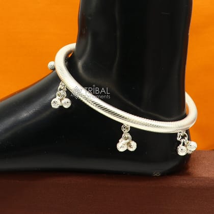 925 sterling silver ankle kada jewelry, best ankle bracelet feet jewelry, unique cultural functional brides anklet jewelry nsfk95-Single kada