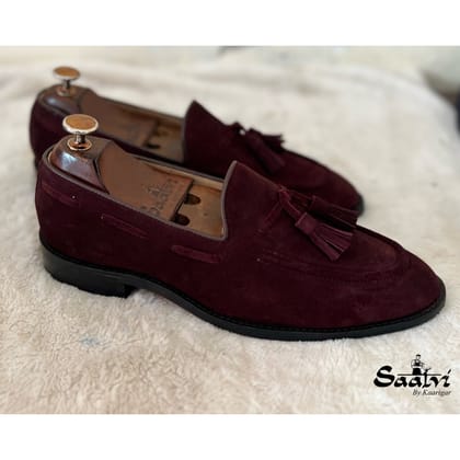 Bordo Suede Loafers With Tassels-UK5/US6/EU39