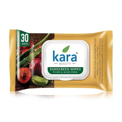 Kara Face Wipes Skin Care Sunscreen Plum & Aloe Vera 30 Wipes