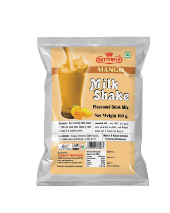 Butterfly Milk Shake 80G Pouch (Mango)  by Butterfly Dessert Mixes and Bakery Needs.