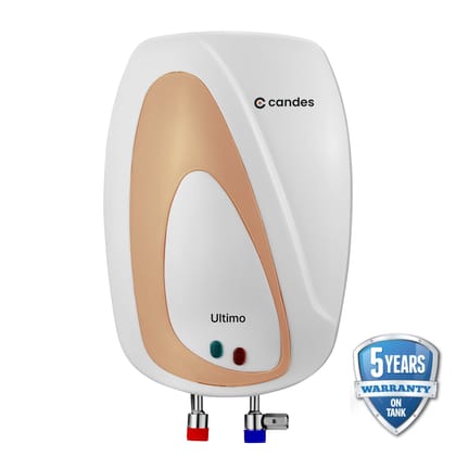 Candes Instant Geyser 5 Ltr  Instant Water Heater for Home with Auto Cut Off  Heat Retention Technology  Shock Proof Body  LED Indicator  Ultimo White Pale Gold-Candes Instant Geyser 5 Ltr | Inst