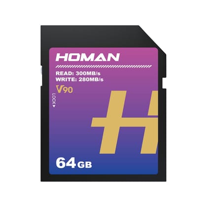 HOMAN UHS-II SD Card (V90) 64GB fit for Any Environmental Temperature from -10 Degree to 70 Degree Celsius with 5 Year Warranty & Recovery