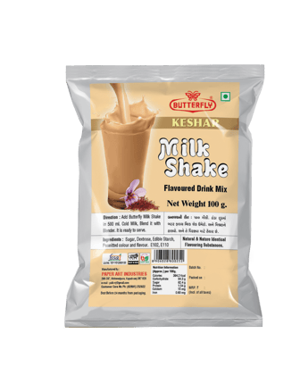 Butterfly Milk Shake 80G Pouch (Keshar)  by Butterfly Dessert Mixes and Bakery Needs.