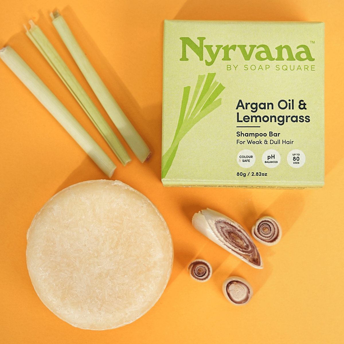 Argan Oil & Lemongrass Shampoo Bar (For Weak & Dull Hair)-80g