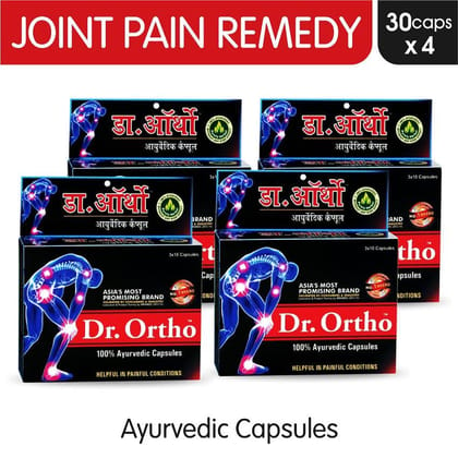 Dr Ortho Joint Pain Relief Capsules 30Caps, Pack of 4 (Ayurvedic Medicine Helpful in Joint Pain, Back Pain, Knee Pain, Neck Pain) - Ayurvedic Capsules