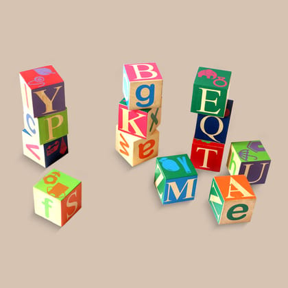 Wooden Alphabet Building Blocks - 13 Large Blocks (2 Years+)