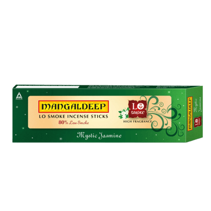 Mangaldeep Lo Smoke Incense Sticks - Mystic Jasmine (80% Less Smoke) - 50 Sticks