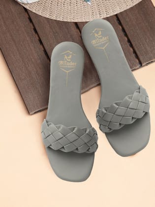 BLINDER Grey Slippers Flats 4