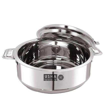 USHA SHRIRAM 304 Stainless Steel Insulated Casserole 1.5L, Double Wall, Easy Lock Lid, Heat Retaining, Wobble Free, Glossy, Durable.-USHA SHRIRAM 304 Stainless Steel Insulated Casserole (1.5L) | 