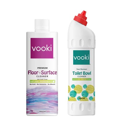 Vooki Ecofriendly Toilet Cleaner liquid and Disinfectant Floor & Surface Cleaner, 500 Ml Each, (Combo Pack of 2)…