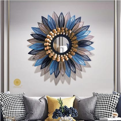 Beautiful Sunflower Decorated Wall Mirror (30 Inches Dia)