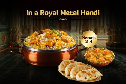 Nawabi Handi Dum Biryani With Veg Curry And Breads Combo (Serves-3-4)