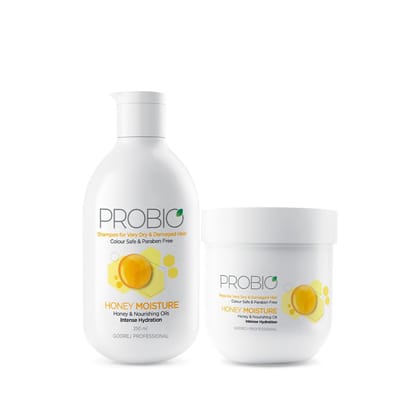 Godrej Professional Probio Honey Moisture Shampoo and Mask Duo for very Dry and Damaged Hair (250ml, 200g)