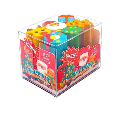 Christmas Joy Pencil Eraser Set I 6 Pieces-One Set - 6 Pieces