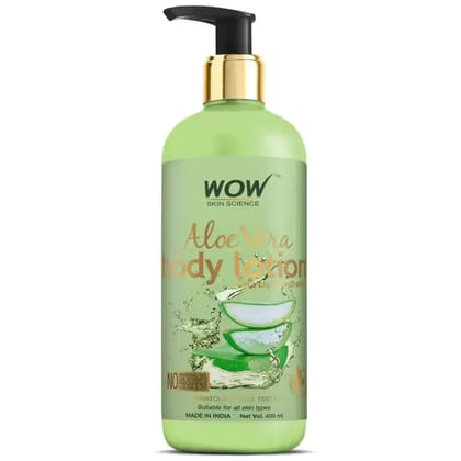 WOW Skin Science Aloe Vera Body Lotion Ultra Light Hydration - No Mineral Oil, Parabens (400 ML)-400 ML