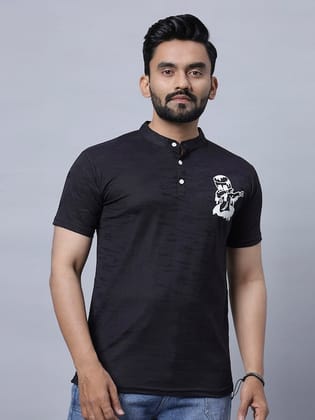  Mandarin Collar Short Sleeves T-shirt