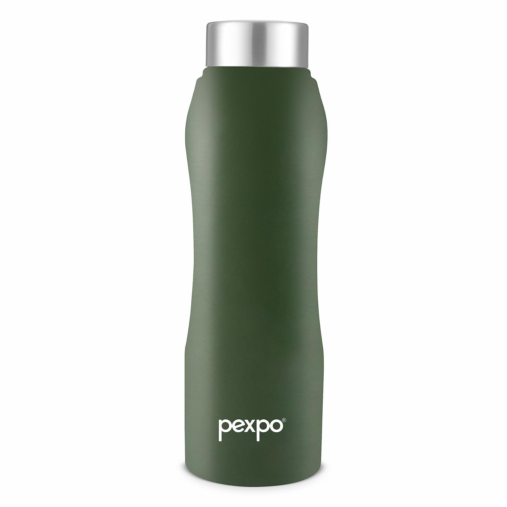 PEXPO Stainless Steel Fridge Water Bottle, 750 ml, Military Green, Bistro | Leak-Proof & Easy to Grip Water Bottle