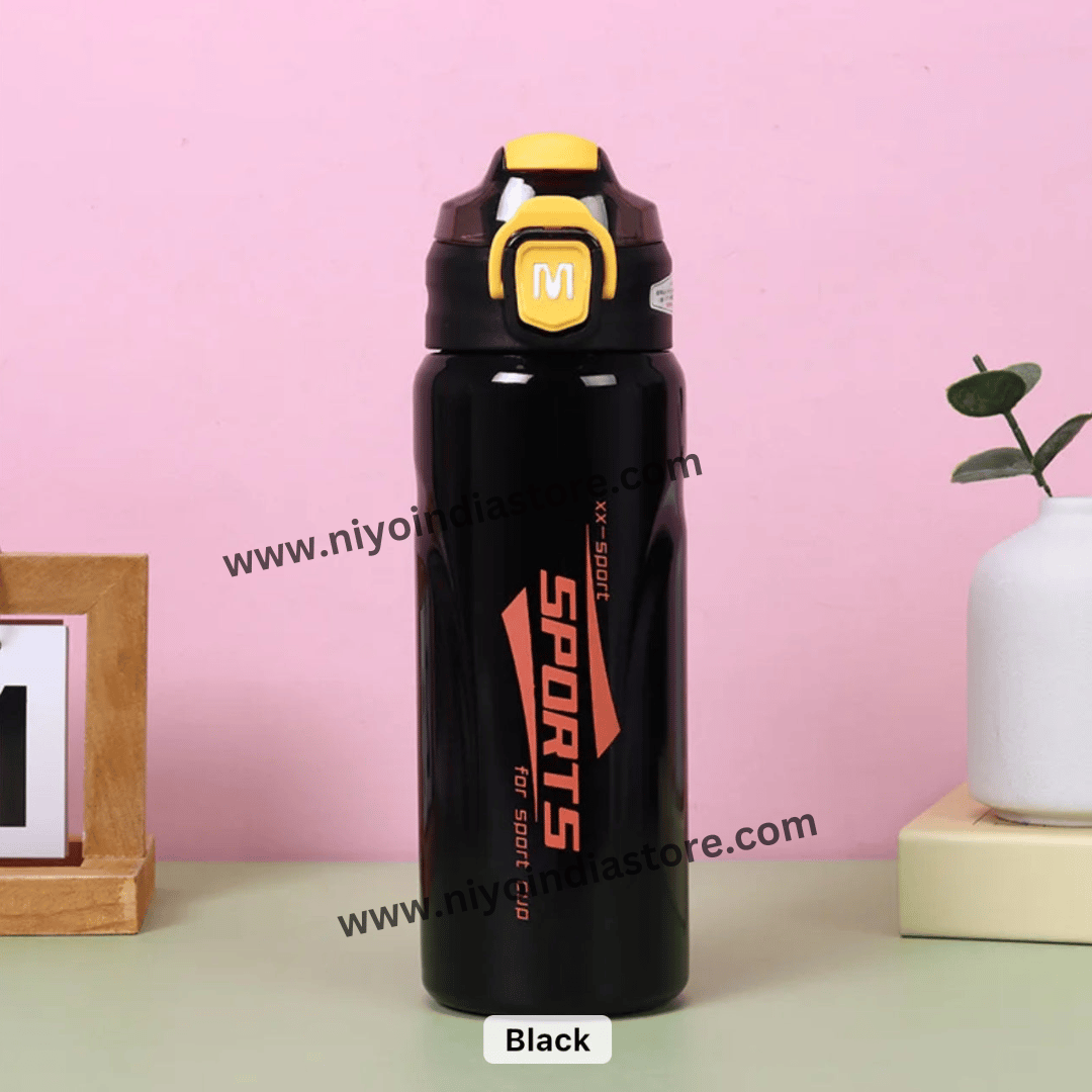 Sports 600ml | 12hrs Hot-Cold | 2 ways to Drink-Black