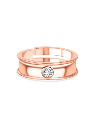 Solitaire Adjustable Rose Gold Band Ring-Adjustable