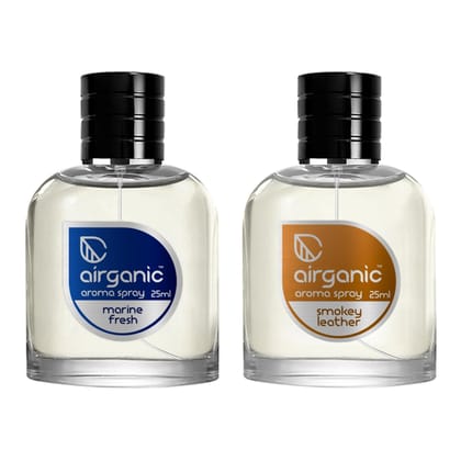 AIRGANIC Aroma Fine Spray Combo - Marine Fresh & Smokey Leather Fine Spray - 25 ml each