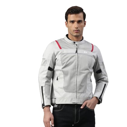 TVS-Polyester Riding Jacket (CE Level 2)-Grey & Red