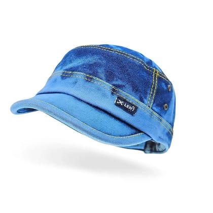 Tomorrow Fashion Denim Army Military Cap – Distressed Baseball Flat Top Sun Hat for Men & Women