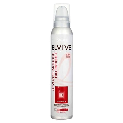 Loreal Paris Elvive 48H Hold Full Restore 4 Styliste Hair Mousse 200ml-Loreal Paris Elvive 48H Hold Full Restore 4 Styliste Hair Mousse 200ml