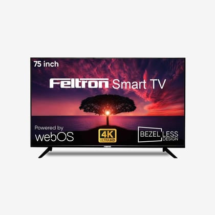 Feltron 190 Cm (75 Inch) Ultra HD LED Smart Web OS TV Bezel - Less Design