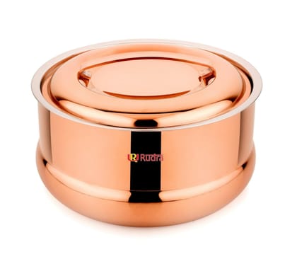 RUDRA Brezza Hammered Rose Gold Double Walled Stainless Steel Casserole (Multiple Sizes)-0.5L