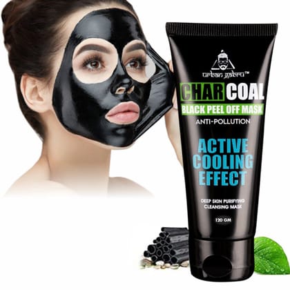 UrbanGabru Charcoal Peel Off Mask for Men  Women  Removes Blackheads and Whiteheads  Active Cooling Effect  Deep Skin Purifying Cleansing 120 g-UrbanGabru Charcoal Peel Off Mask for Men & Women |