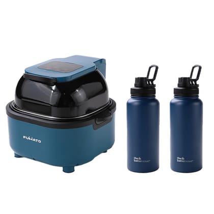 The Better HomeFUMATO Aerochef Smart Touch screen air fryer Blue Insulated Bottle 1 litre Blue Pack of 2-The Better HomeFUMATO Aerochef Smart Touch screen air fryer Blue& Insulated Bottle 1 litre