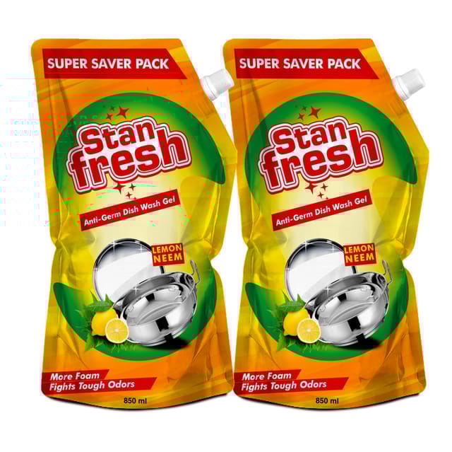 Stanfresh Anti-Germ Dishwash Gel - Lemon Neem 850ml (Pack Of 2)