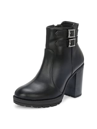 Midnight Black High-Heeled Ankle Boot For Women-Black / 7