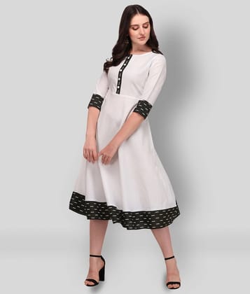 Estela - White Cotton Womens Flared Kurti ( Pack of 1 ) - M