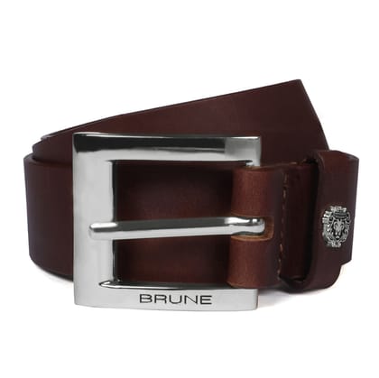 Heavy Duty Thick Belt Dark Brown Leather Silver Square Buckle by Brune & Bareskin-32